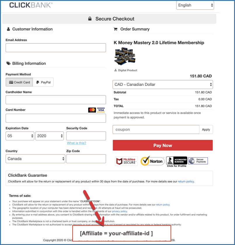 ClickBank Checkout Affiliate ID